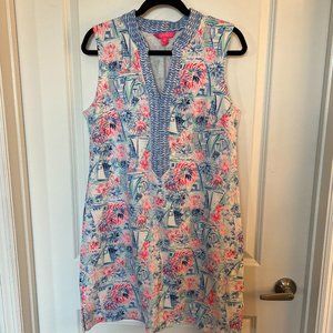 Lilly Pulitzer Cotton stretch Sleeveless Zippered V-neck dress, Size L